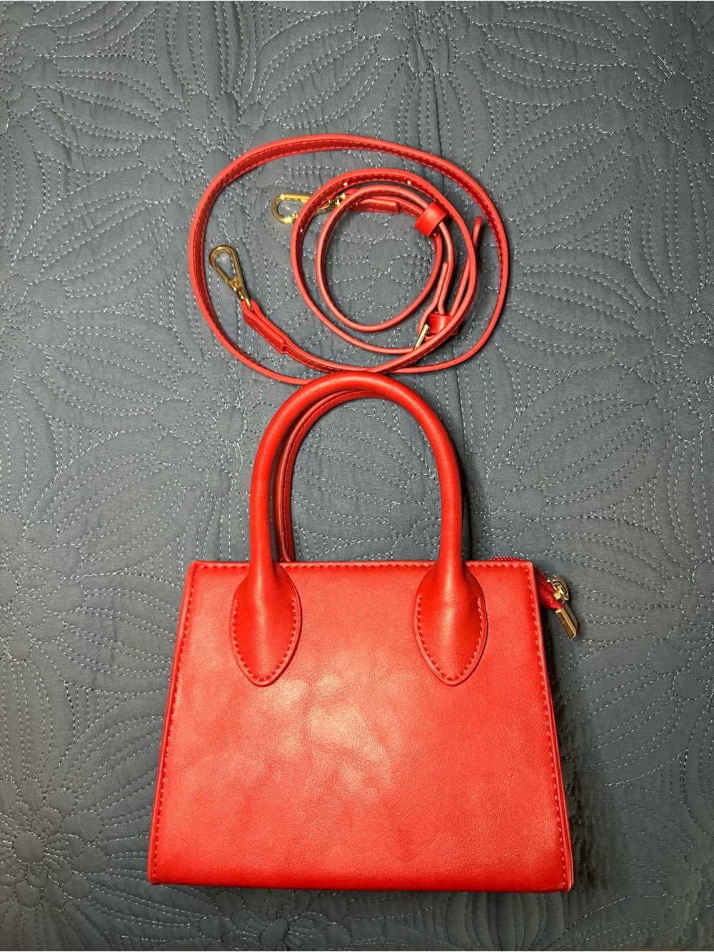 Amazon Red Mini Top-Handle Crossbody Bag with Detachable Strap